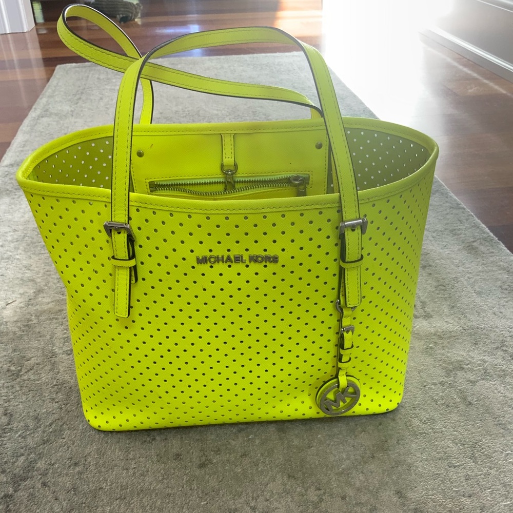 Michael Kors Neon Yellow Perforated Handbag